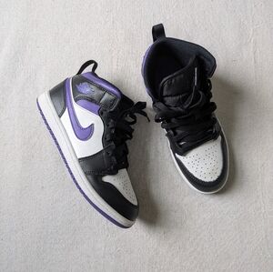 Nike Air Jordan 1 Mid Black and Purple Shoes